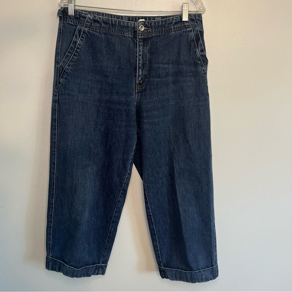 Vintage Levi's Women's High Rise Wide Leg Cropped Jeans Sz 12 Dark Wash Y2K - Picture 1 of 15